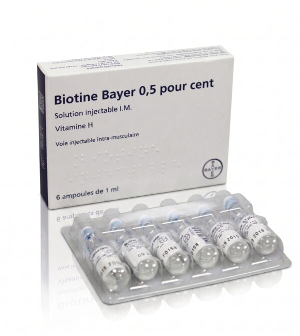 آمپول بیوتین بایر فرانسه اصل (توقف سریع ریزش مو، افزایش رشد مجدد، تقویت ناخن و سلامت پوست - بسته ۶ عددی ۱ میلی‌لیتری) - تصویر 2