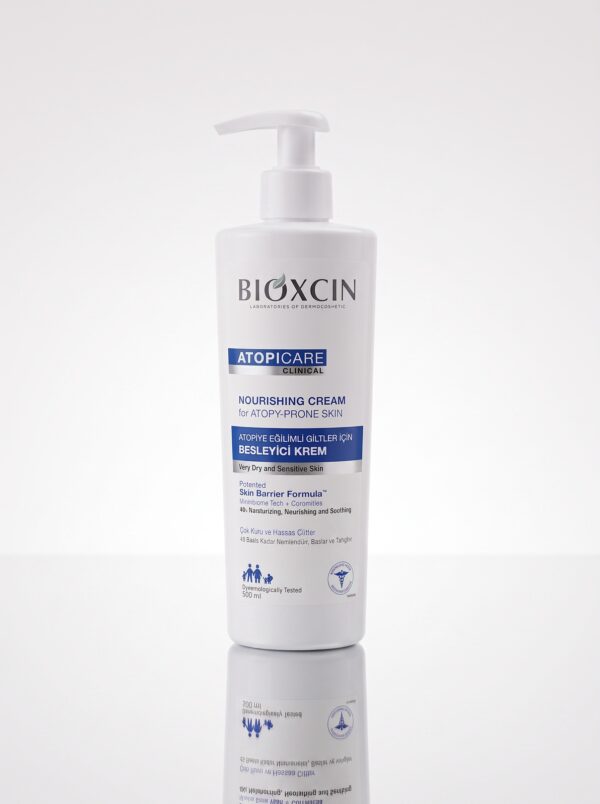 کرم مرطوب‌کننده و ترمیم‌کننده بیوکسین مدل Bioxcin Atopicare حجم ۵۰۰ میلی‌لیتر (حاوی سرامید و فناوری میکروبیوم، التیام‌بخش ۴۸ ساعته پوست‌های بسیار خشک، حساس، اگزمایی و مستعد آتوپی) - تصویر 2