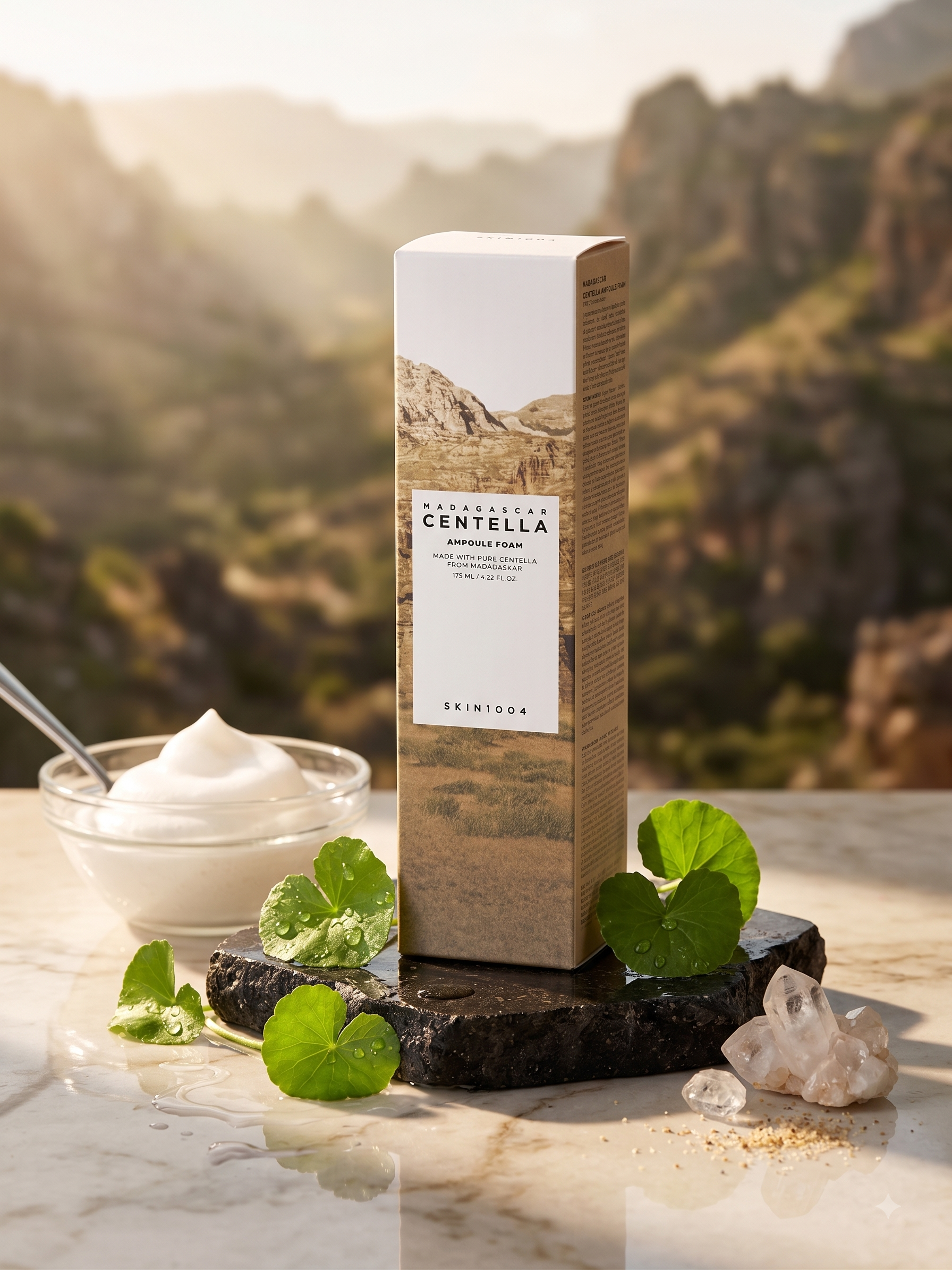 centellaampoulefoam فوم شوینده صورت اسکین ۱۰۰۴ مدل Madagascar Centella Ampoule Foam (پاکسازی ملایم، تنظیم pH و تسکیندهنده) - تصویر 1