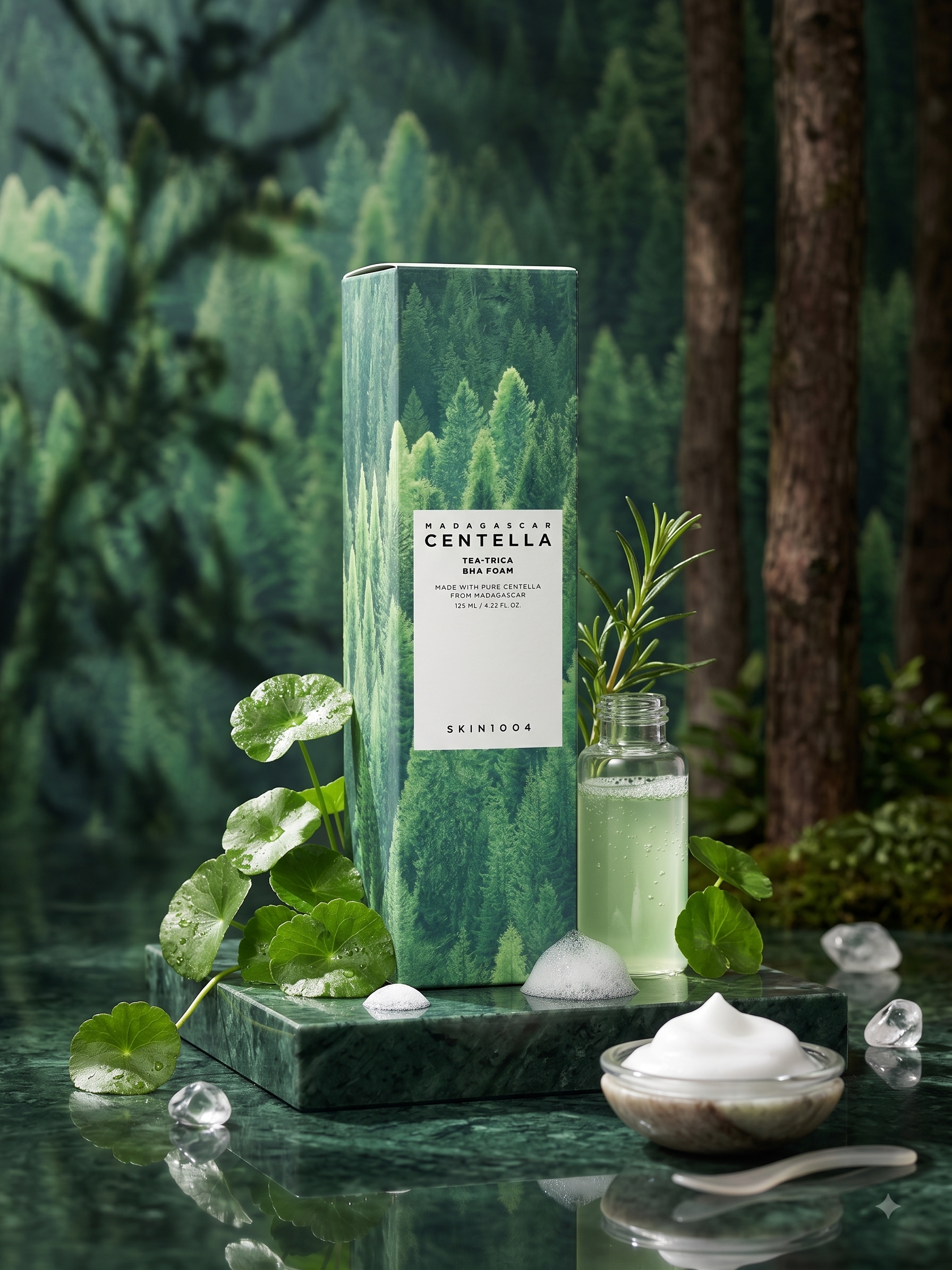 centellatea فوم شوینده ضد جوش اسکین ۱۰۰۴ مدل Madagascar Centella Tea-Trica BHA Foam (کنترل چربی، لایهبرداری ملایم و درمان آکنه) - تصویر 1