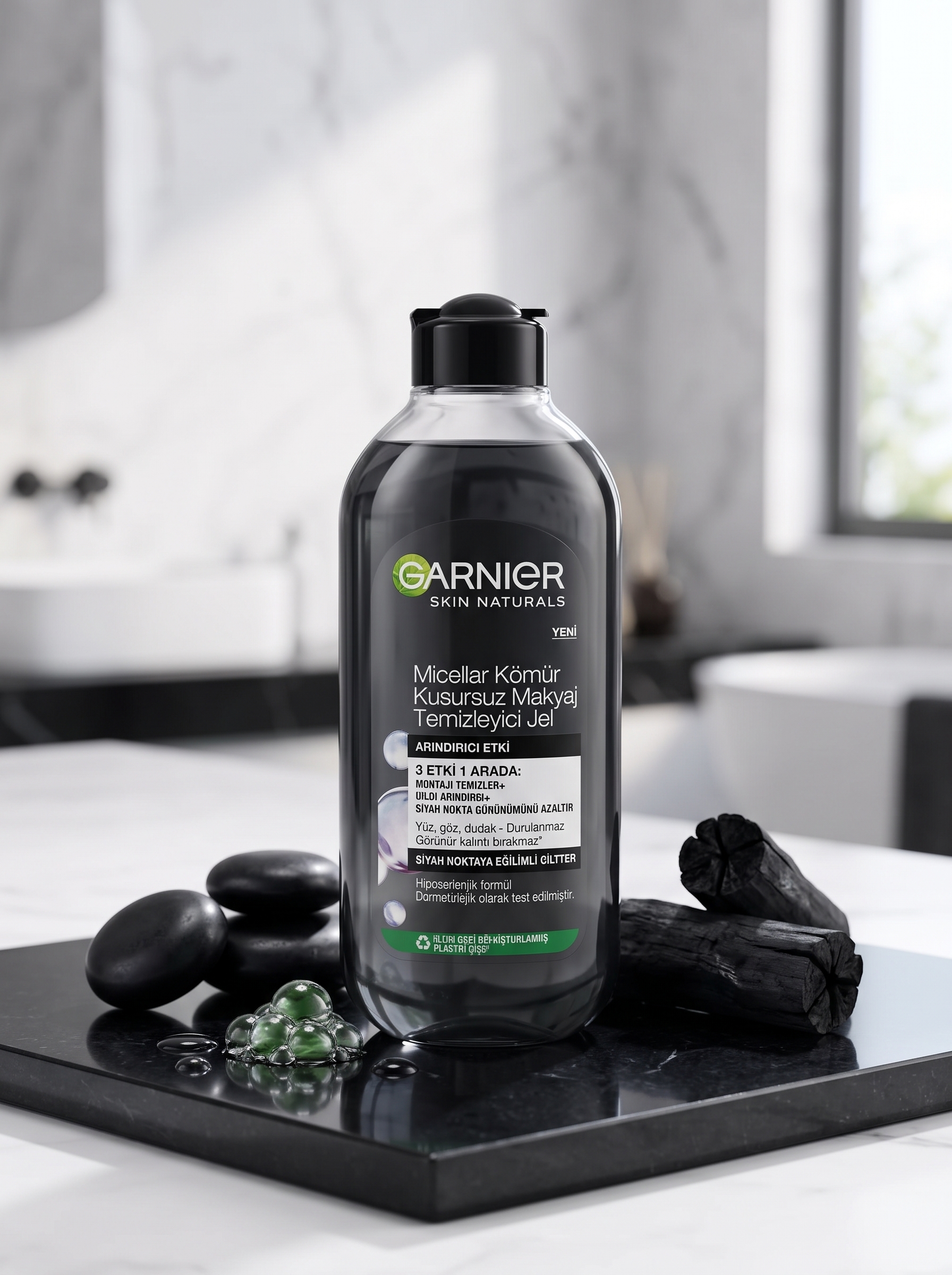 garniermeshki1 ژل میسلار پاککننده آرایش زغال فعال گارنیه مدل Micellar Charcoal Cleansing Gel