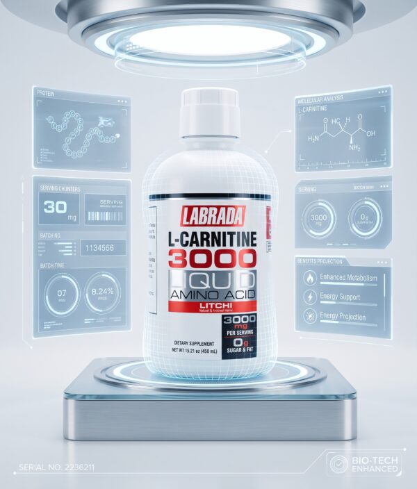 ال کارنیتین مایع ۳۰۰۰ لابرادا نوتریشن مدل L-Carnitine Liquid با طعم لیچی (چربی‌سوز، تبدیل چربی به انرژی، بدون قند و کالری - ۴۵۰ میلی‌لیتر / دوز درمانی ۳۰۰۰mg در هر سروینگ اصل آمریکا) - تصویر 2