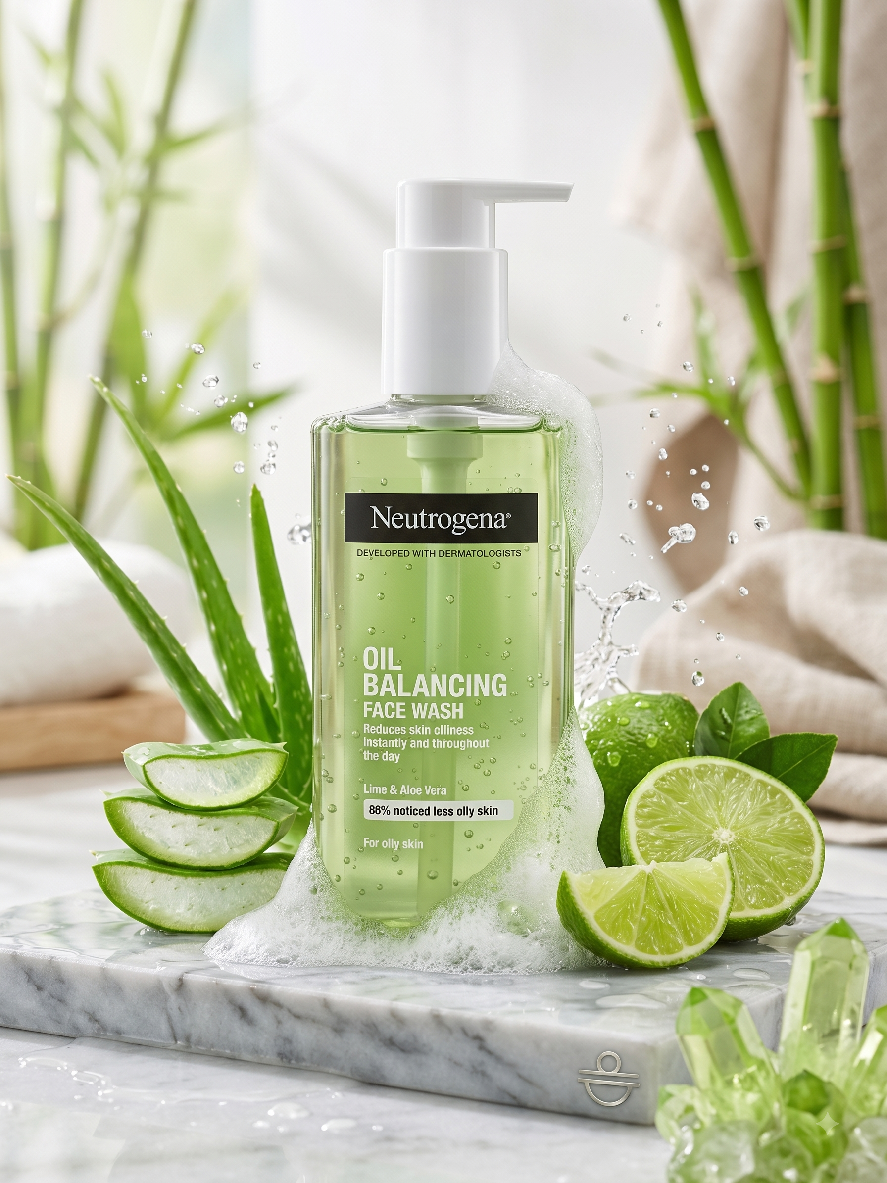 neutrogenagreen ژل شستشوی صورت نوتروژینا مدل Oil Balancing حاوی عصاره لیمو و آلوئهورا (کنترلکننده چربی، ماتکننده و ضد جوش) - تصویر 1