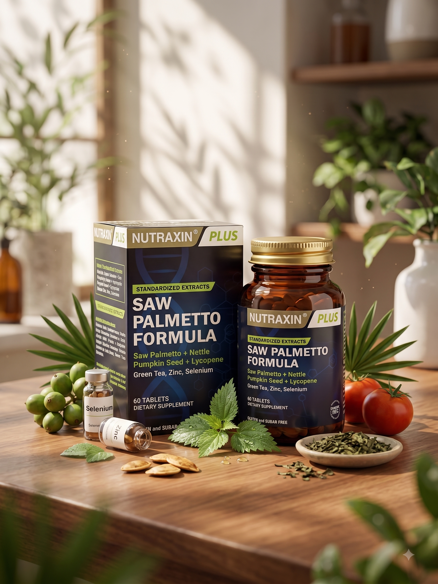 nutraxin قرص سوالمتو فرمولا نوتراکسین پلاس (حفظ سلامت پروستات، مجاری ادراری و جلوگیری از ریزش موی هورمونی - ۶۰ عددی) - تصویر 1