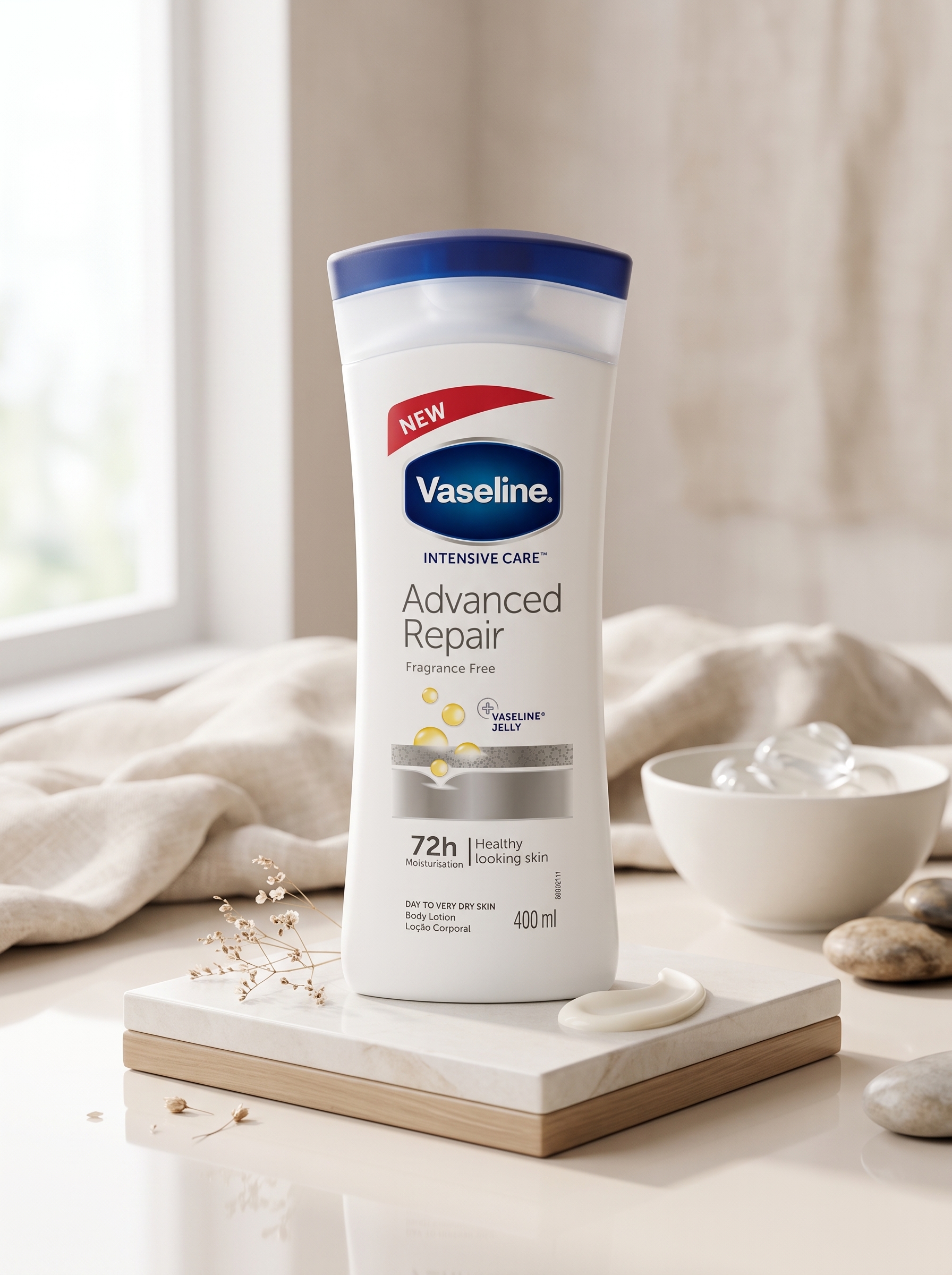 vaselinsefid1 لوسیون بدن وازلین اینتنسیو کر مدل Advanced Repair
