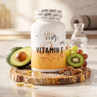 قرص ویتامین E ویتاکورپ مدل Vitality (آنتی‌اکسیدان قوی، تقویت سیستم ایمنی، حفظ شادابی پوست و مو)