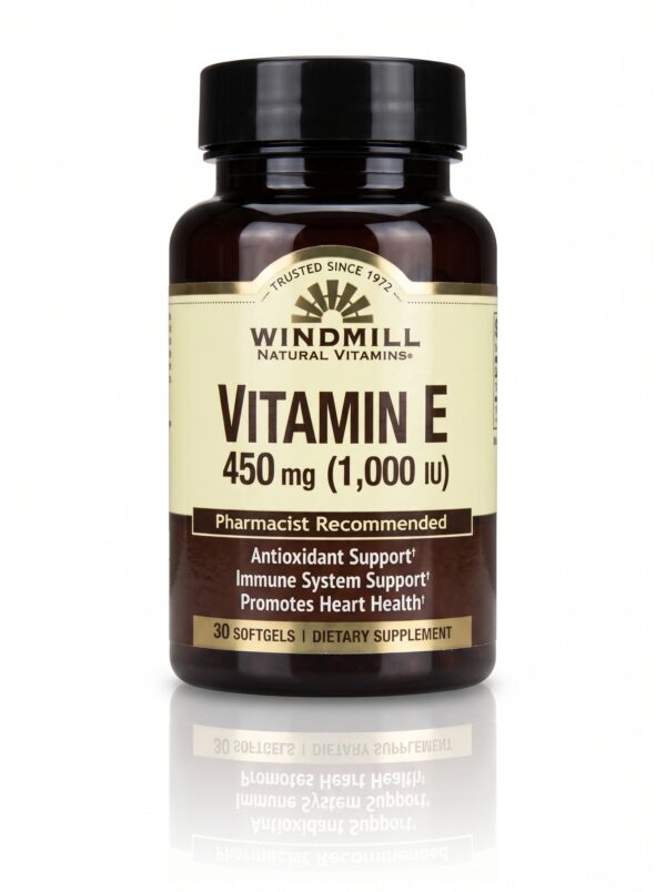 سافت‌جل ویتامین E ویند میل دوز ۱۰۰۰ واحد بسته 30 عددی (Windmill Natural Vitamins) - تصویر 2