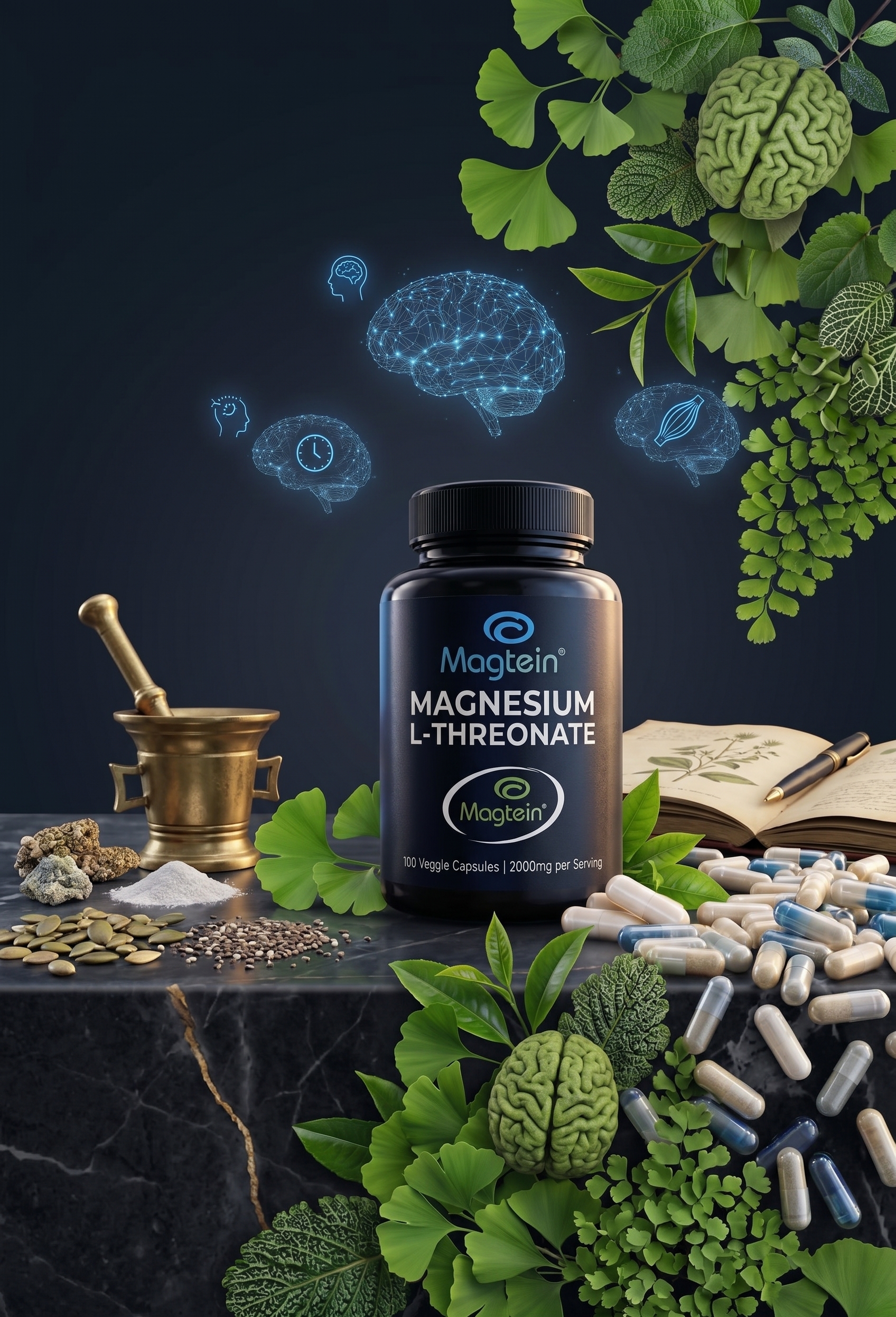 mangnesium کپسول منیزیم ال ترئونات مگتین ۲۰۰۰ میلیگرم - Magtein Magnesium L-Threonate